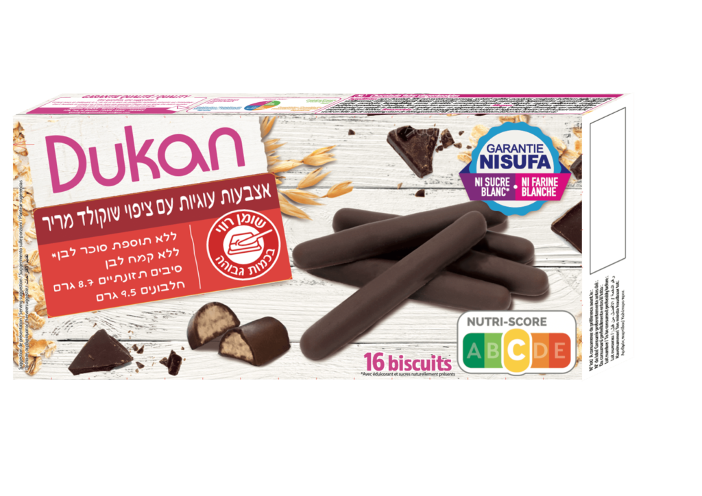 dukan אצבעות עוגיות עם ציפוי שוקולד מריר דוקאן